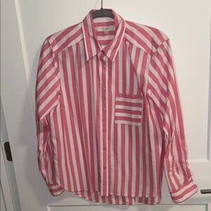 LOFT NWT women’s Casual Pink and White Striped Shirt